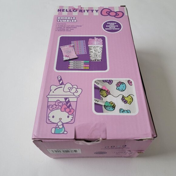 HELLO KITTY Doodle Tumbler with Straw and Surprise Gift Bag inside, Sanrio new - Picture 8 of 13